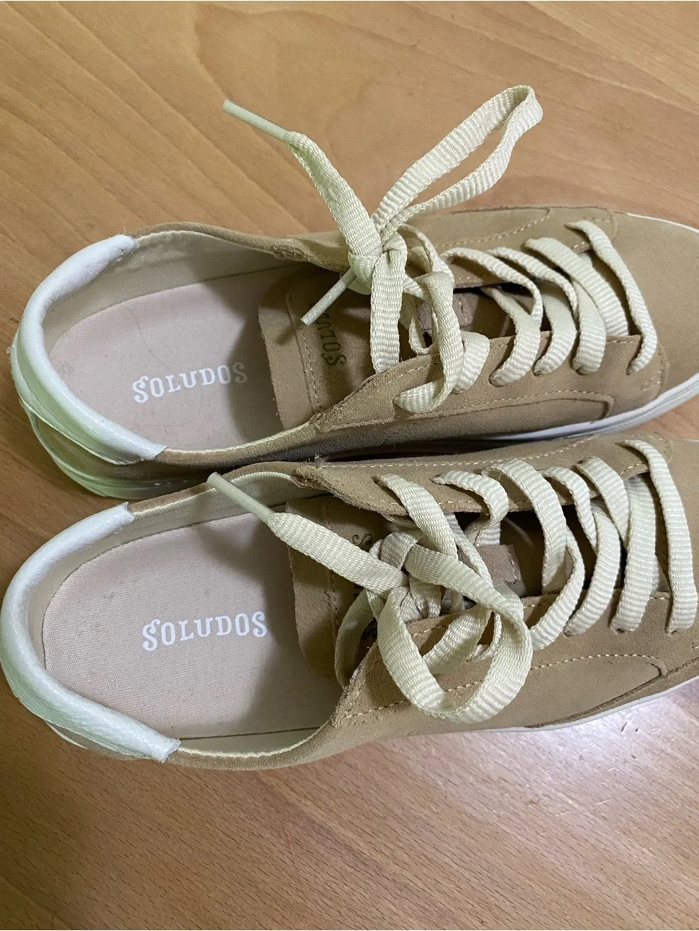 LIKE NEW SOLUDOS IBIZA Leather Sneaker Brown Sand Cream WOMENS 7